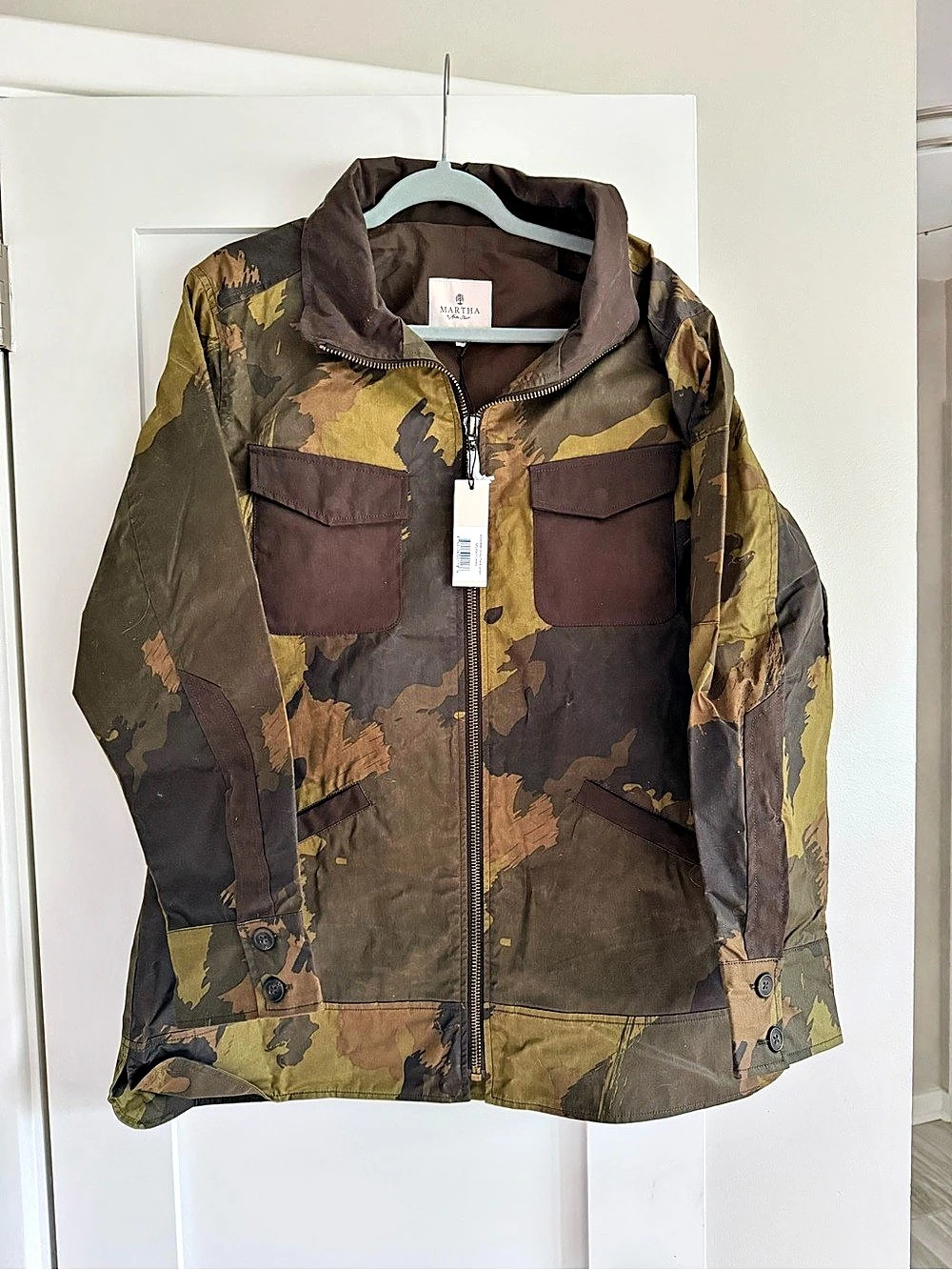 Martha by Martha Stewart Camo Field Jacket Green & Brown Large NWT